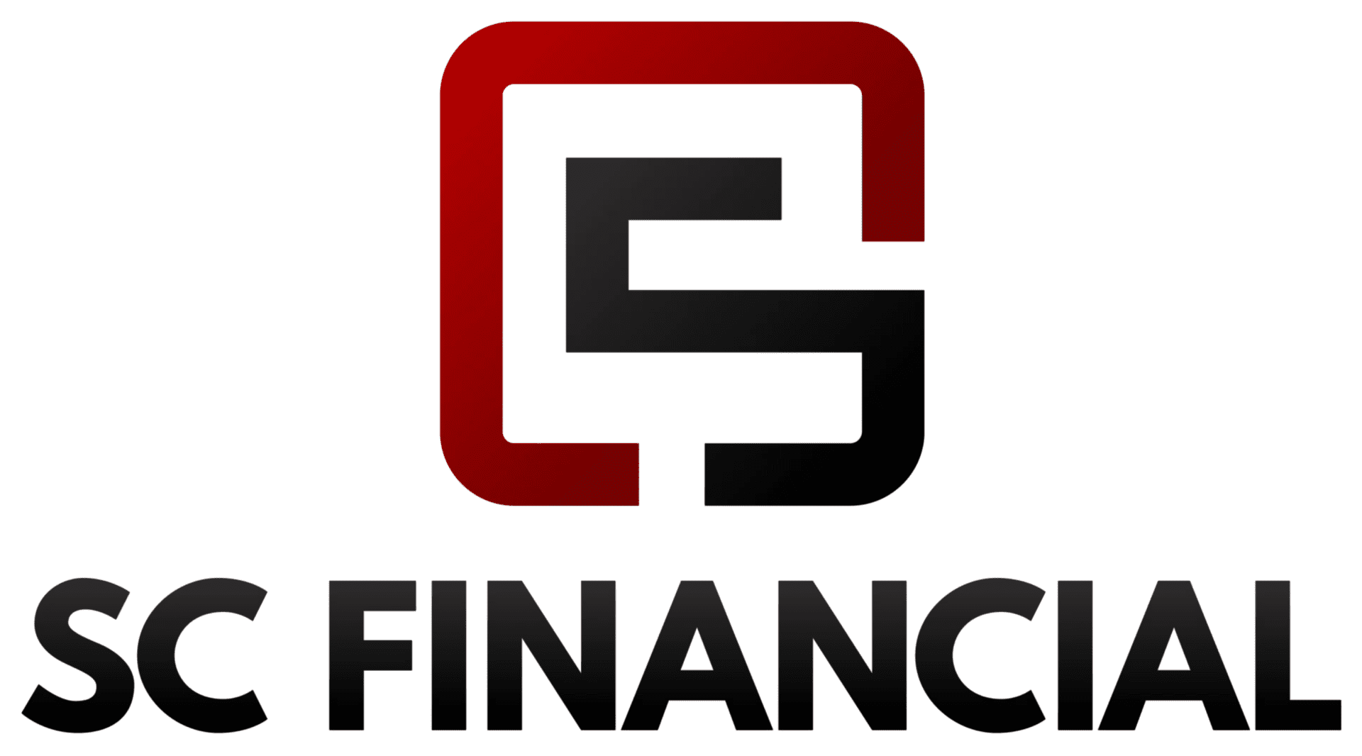 A red and black logo for finance